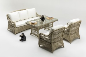 Madera Rattan Bahçe Balkon Oturma Grubu (3+1+1+S)