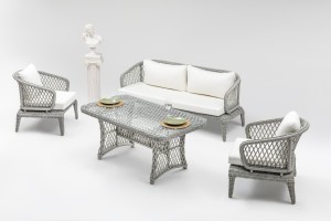 Alcantras Rattan Bahçe ve Balkon Oturma Takımı