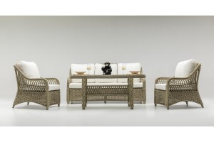 Madera Rattan Bahçe Balkon Oturma Grubu (3+1+1+S)