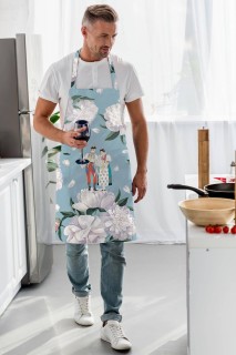 Blue - White Rose Mutfak Önlüğü - AP109