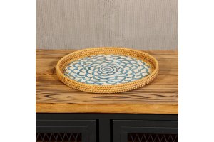 Anita Mavi Renkli Sedefli Mozaik Tepsi & Duvar Dekoru (30 cm)