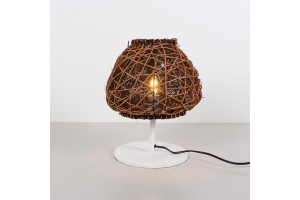 Afrika Beyaz Ayaklı Rattan Masa Lambası