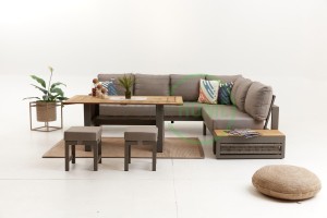 Alex Alüminyum Köşe Takımı - Cappucino (Rattan Sallanır Sandalye HEDİYELİ!!!)