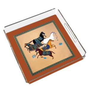 Figüratif At Pleksi Tepsi - PT2111 - 25x25cm