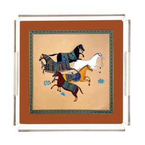 Figüratif At Pleksi Tepsi - PT2111 - 25x25cm