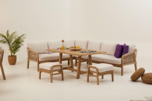 Monte Carlo Ahşap Bahçe Köşe Koltuk Takımı