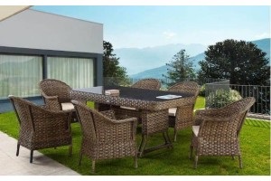 Nova Rattan Cam Masalı Bahçe Oturma Grubu (80x150 cm)