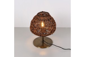 Afrika Eskitme Ayaklı Rattan Masa Lambası