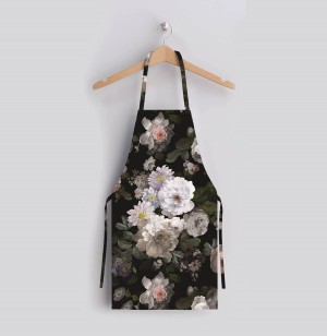 Siyah Çiçek Tasarımlı Mutfak Önlüğü - AP100