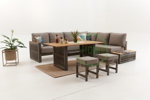 Alex Alüminyum Köşe Takımı - Cappucino (Rattan Sallanır Sandalye HEDİYELİ!!!)