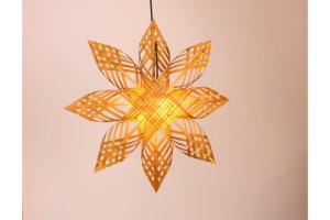 Doğal Bambu Renkli Yıldız Avize (60x10 cm)