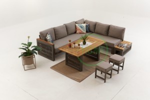 Alex Alüminyum Köşe Takımı - Cappucino (Rattan Sallanır Sandalye HEDİYELİ!!!)