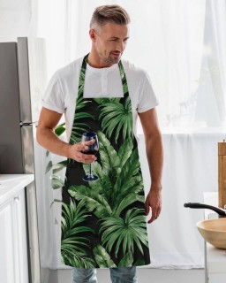 Siyah Tropikal Tasarımlı Mutfak Önlüğü -AP101