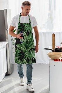 Siyah Tropikal Tasarımlı Mutfak Önlüğü -AP101