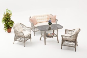 Dove Rattan İkili Bahçe Takımı - Krem