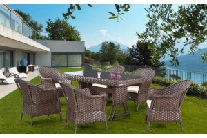 Nova Rattan Cam Masalı Bahçe Oturma Grubu (90x170 cm)