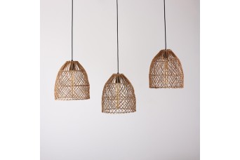 Yonca Üçlü Rattan Avize Seti
