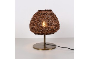 Afrika Eskitme Ayaklı Rattan Masa Lambası