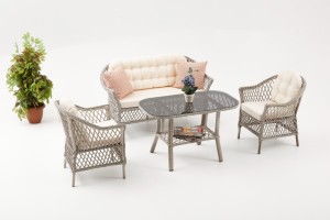 Dove Rattan İkili Bahçe Takımı - Krem