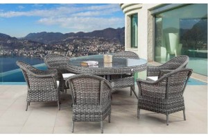 Nova Rattan Cam Masalı Bahçe Oturma Grubu (140x140 cm)
