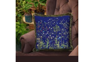 EY305 - Lacivert Çiçek Detaylı Yastık
