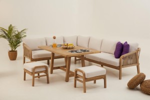 Monte Carlo Ahşap Bahçe Köşe Koltuk Takımı